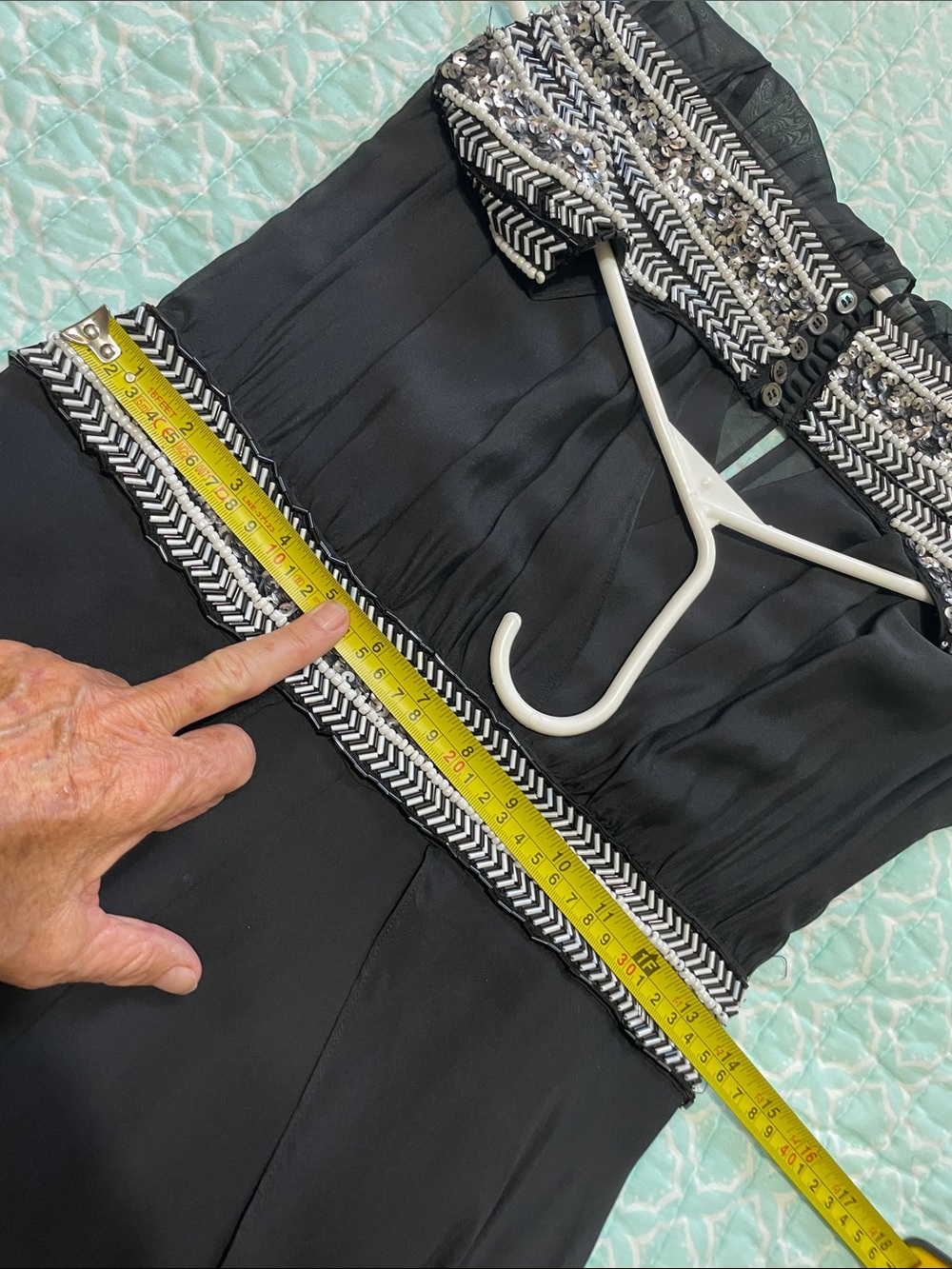 pure silk beaded wide leg jumpsuit - Picture 12 of 13
